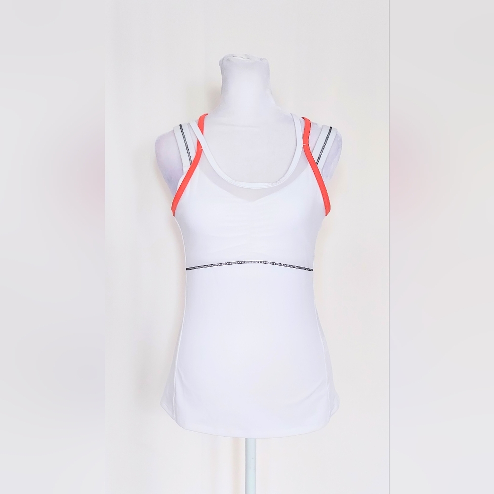 Lucky In Love White Strappy Shelf Bra Shirt Workout Tank Top Size 4-6